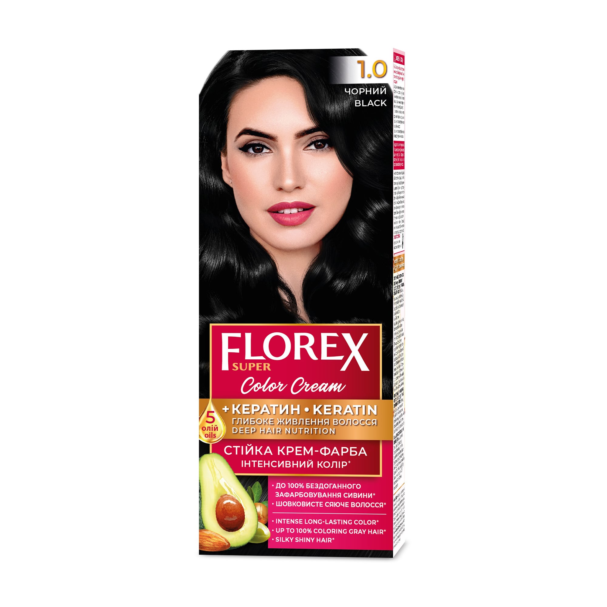 Стійка крем-фарба для волосся Florex Super 1.0 Чорний, 100 мл