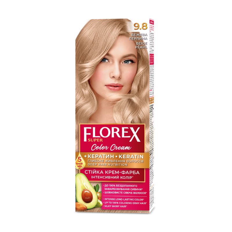 Стійка крем-фарба для волосся Florex Super 9.8 Бежева перлина, 100 мл